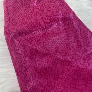 Hot Pink snake print leggings by beach riot